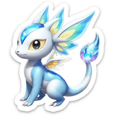Angelic Divine Bioluminescent Translucent Luminescent Diaphanous Shiny Colorful Meloetta-Latias-Veemon-Peppercat-Wargreymon-Protogen-Fakémon-fusion-hybrid-creature sticker