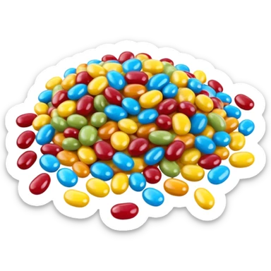 3D render of Jellybean Path, made entirely of dessert materials, glistening sugar crystal texture, pile of multi-colored glossy beans (yellow, blue, red), delicious confectionery aesthetic, Apple emoji style, isolated on white background --v 6.0. sticker