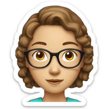 a girl with eye glasses, with light skin and brown hair, studying calculus  sticker