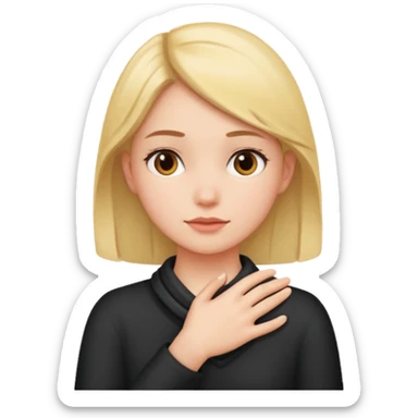 girl crossing hand around neck sticker