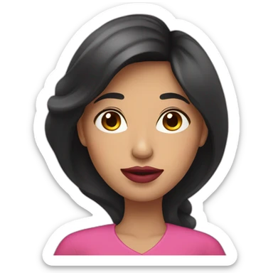 Chilean woman with dark long hair and pink lips sticker