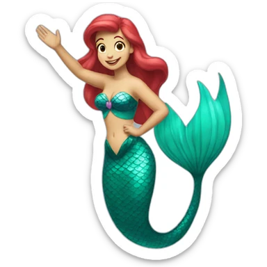 ariel mermaid waving sticker