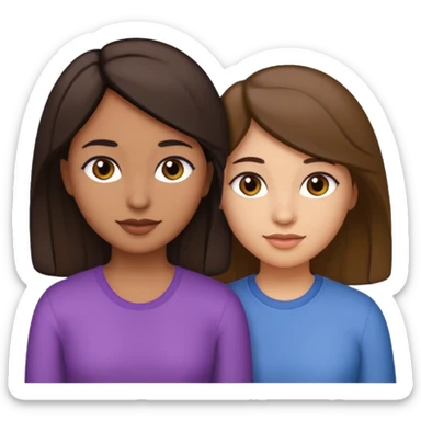 Lesbians one with dark brown hair olive skin dark features one with soft features light skin light brown hair in love  sticker