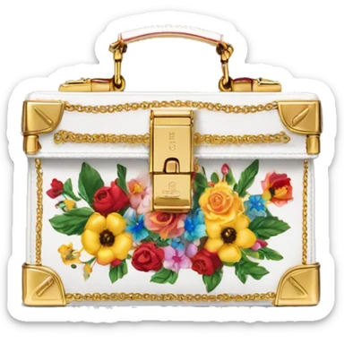 Dolce and Gabbana small box bag with colourful print and golden detais  sticker