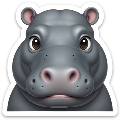 cinematic-noble-hippo-portrait-emoji,-poised-and-regal,-with-a-massive,-robust-build-and-a-smooth,-sleek-slate-gray-hide,-deep-set-soulful-eyes,-simplified-yet-sharp-and-sophisticated-features,-highly-detailed,-glowing-with-a-soft radiance sticker