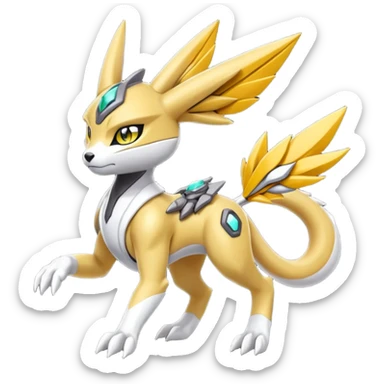 Meloetta-Renamon-Wargreymon-Protogen-Pokémon-Digimon-Fakémon-fusion-hybrid-creature sticker