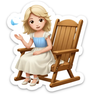 I want a emoji where a girl who is sitting in a chair frock is blow away sticker