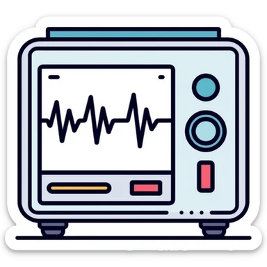 Medical EKG machine with heart rhythm display sticker