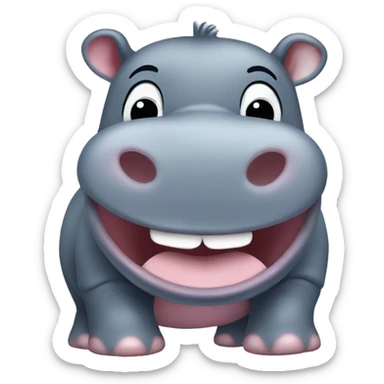 a happy baby hippo (cute like moo deng) sticker