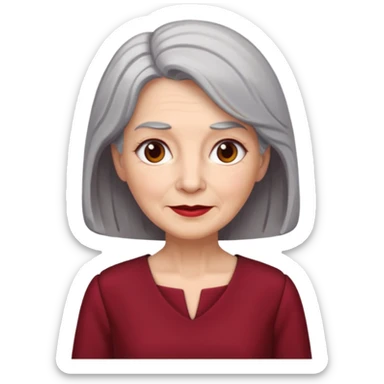 i need an image of a older woman named bonny who is a bind fund manager. where dark red professional dress with grey hair sticker