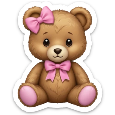 Cute teddy bear with a pink bow. sticker