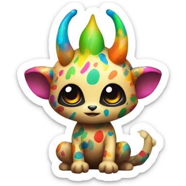 an edgy cute kawaii vernid-fionbri with colorful splash patterns full body sticker