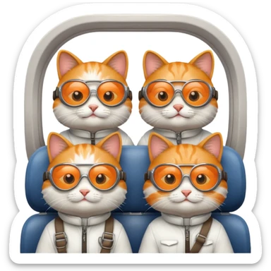 4 happy cats on an airplane sticker