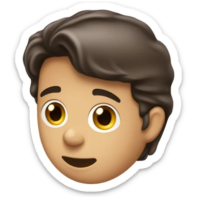 Dunkelhaariger lächelnder kleiner Junge, der Schokoladen-Reste um den Mund geschmiert hat sticker