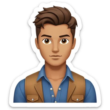 Handsome Western male fashion model with chiseled features, styled hair, designer clothes sticker