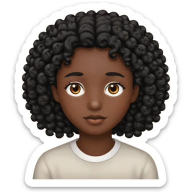 black soft tone of skin, curly black hair, brown eyes sticker