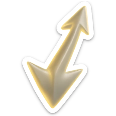 Make the arrow a shiny gold tone with no background in a 3D matte glass style. sticker
