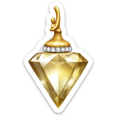 a Diamond Acorn, sparkling cut diamond, with stem of gold sticker