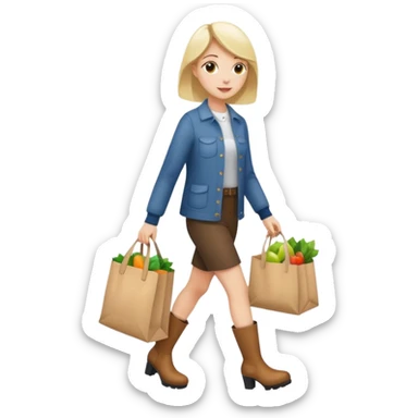 Una donna con gli stivaletti che va a fare la spesa sticker