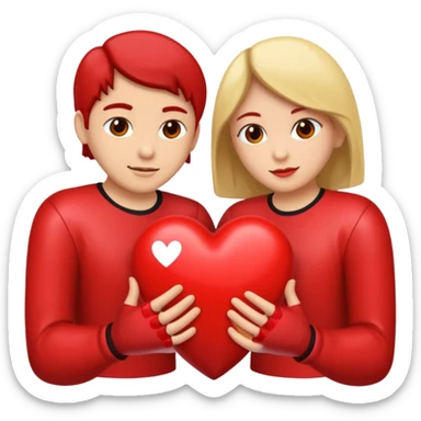 Dos personas en medio de un corazón partido en dos sticker