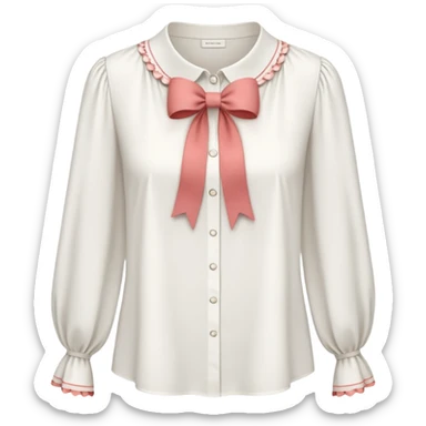 ehite blouse with ribbon sticker