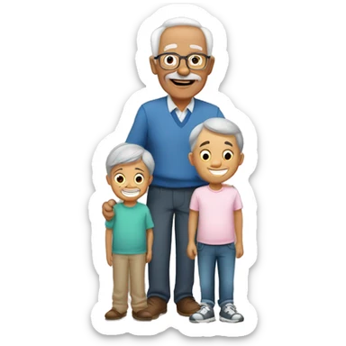 grandfather with grandson and granddoughter sticker