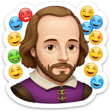 Shakespeare portrait very faithful to original dealing with a bunch og emojis sticker