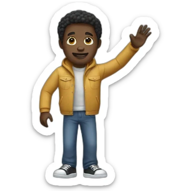 full body black man waving sticker