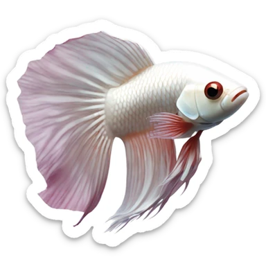 White betta fish with intense burghundy short fins, position: full profile sticker