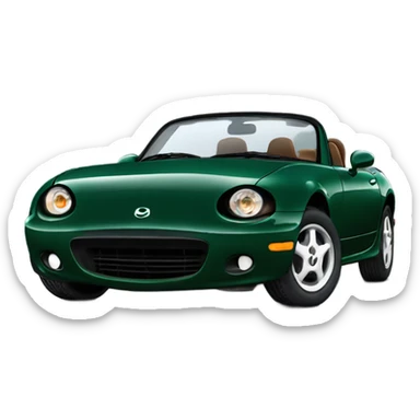 British racing green 1991 Mazda Miata with pop up headlights and a brown interior  sticker