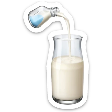 glass milk bottle pouring milk in a glass sticker