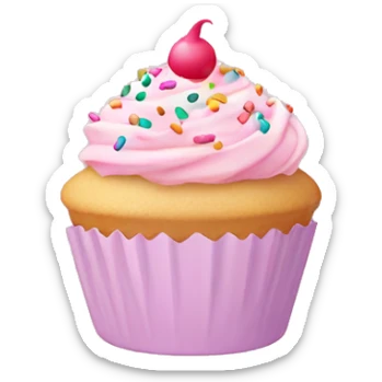 pastel pink cupcake, with colorful sprinkles on it sticker