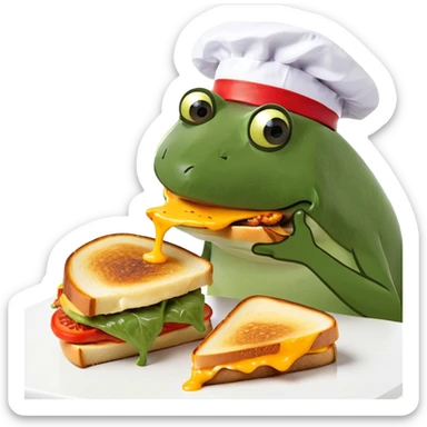 Kitten eating grilled cheese sticker