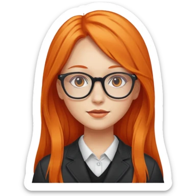 Girl with long orange hair and glasses sticker