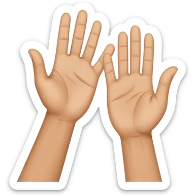 Face with person giving themselves a high five. hands should be touching with visual showing a clap sticker