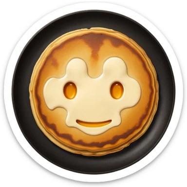 one single burned pancake with no face sticker