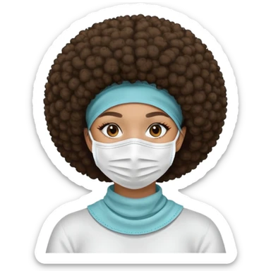 girl with an Afro with a face mask  sticker