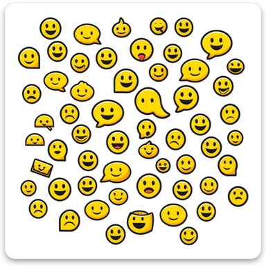 A wide format slideshow title screen for "The Emoji Movie Quiz" game with popular emoji characters arranged in a presentation-friendly layout sticker