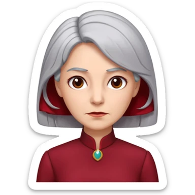 i need an image of a older woman named bonny who is a bind fund manager. where dark red professional dress with grey hair sticker