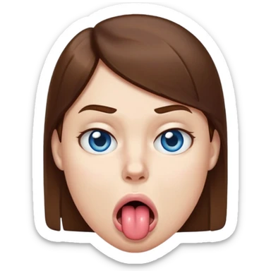 Quelqun de blan brun au yeux bleu qui tire la langue sur le coter de la bouche et regarde mal sticker