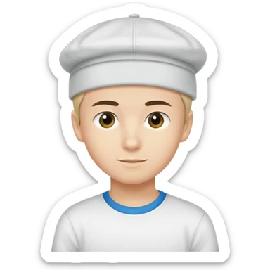 a boy with a tatar cap and a t-shirt that says “Alex” sticker