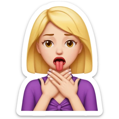 criss cross hands around throat choking self woman emoji tongue out  sticker