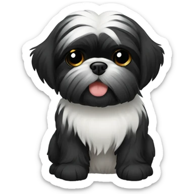Black shih tzu hugging emoji like “🤗” sticker