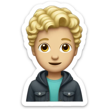 Semi-curled short hair blond boy sticker