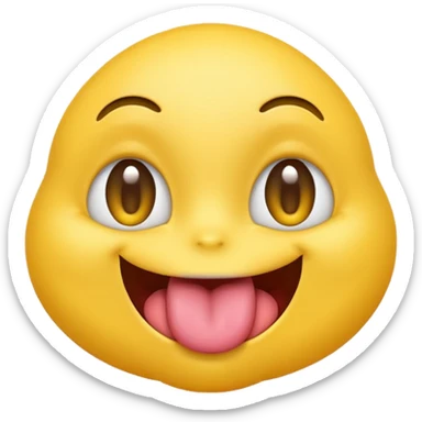 yellow emoji face with eyes emerging from face and tongue sticking out wildly  sticker