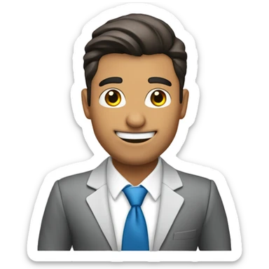 Hispanic realtor man holding a sign that reads “sold” sticker