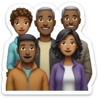 5 person American Family together consisting of 1 dad, 1 older son, 1 younger son, 1 mom,and 1 daugher sticker