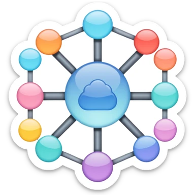 Can you create a picture for an AI LLM model router showing it as a hub connecting different LLMs? Make it pastel colored and abstract
 sticker