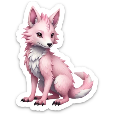 Feral Rare Fantasy cute ethereal pastel pink Vernid-Sergal-Trico-species by LiLaiRa, markings, full body, 4 legs sticker