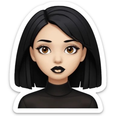 Goth girl black hair brown eyes cool lightbrown skin sticker